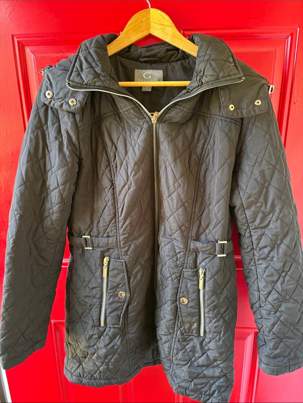Gallery Black Quilted Zip-Front Puffer Jacket